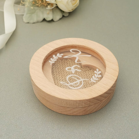 Personalised Wedding Rings Box Rustic Wood-HA00828-Veeddydropshipping