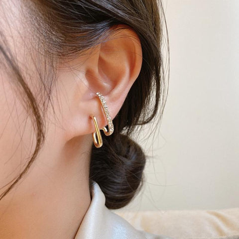 Design Irregular U-shaped Gold Color Earrings for Woman Korean -JW01412-Veeddydropshipping