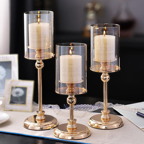 Creative metal glass Retro Candlestick Candle holder-HA00304-Veeddydropshipping
