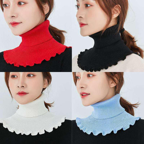 Warm Knitted Fake Collar Woolen Women Turtleneck-WF01131-Veeddydropshipping