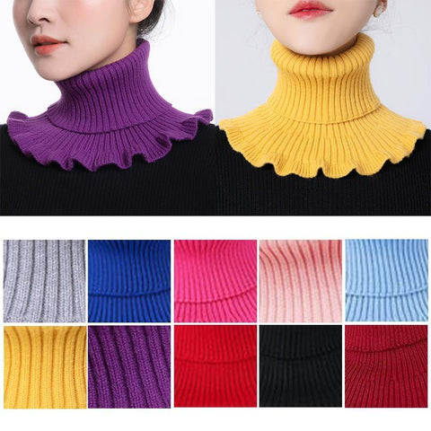 Warm Knitted Fake Collar Woolen Women Turtleneck-WF01131-Veeddydropshipping