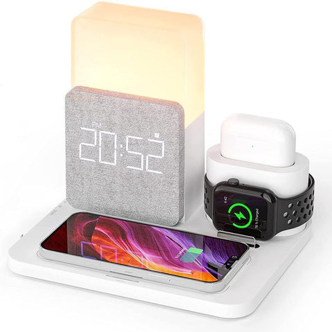 15W 3 in 1 Qi Wireless Charger for iPhone 14 iWatch Charger Desk Lamp -CE00141-Veeddydropshipping
