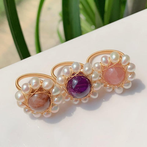 Elegant Natural Freshwater Pearl Rings Jewelry Open Rings -JW00444-Veeddydropshipping