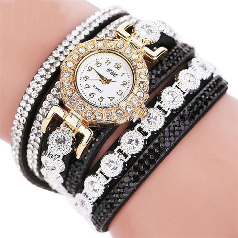 Watch Fashion Leather With Diamond Bracelets for Women Clock-JW00999-Veeddydropshipping