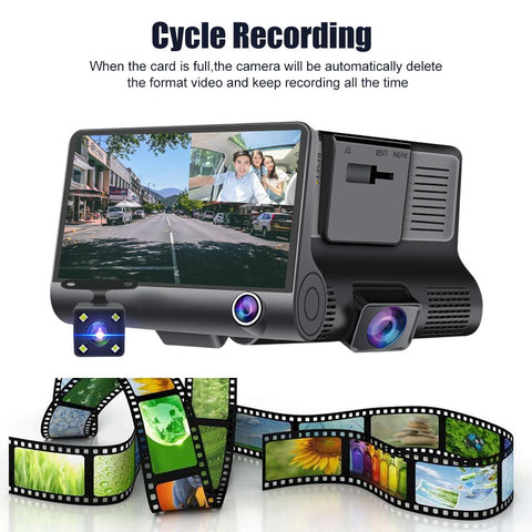 3 Lens Dash Camera 4&quot; Touch Screen Dash Cam 1080P Car Video Recorder-AM00715-Veeddydropshipping