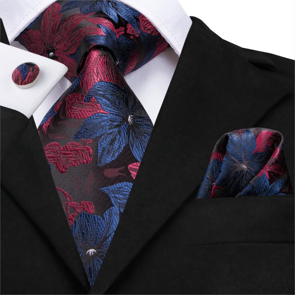 Men Classic Party Wedding Pocket Square Cufflinks Luxury Tie Set-JW01305-Veeddydropshipping