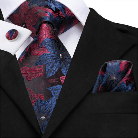 Men Classic Party Wedding Pocket Square Cufflinks Luxury Tie Set-JW01305-Veeddydropshipping