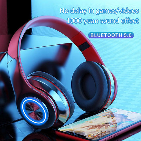 Wireless Light emitting Headset Bluetooth Headset Subwoofer Stereo Pluggable -CE01046-Veeddydropshipping