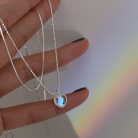 Love Pendant Necklace Geometric Simple Clavicle Chain Jewelry-JW01227-Veeddydropshipping