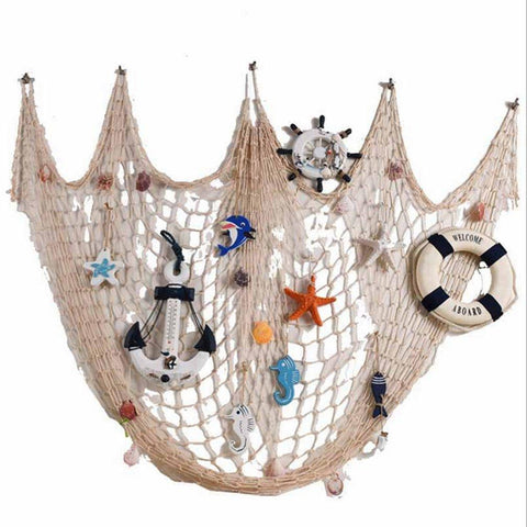 100*200CM Fishing Net Decor Bar Home Wall Decor Nautical Style Blue White -OS00603-Veeddydropshipping