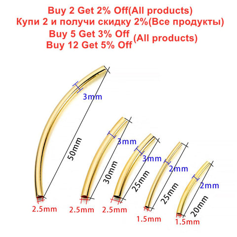 Smooth Curved Spacer Beads Connectors Copper Tube for DIY -JW01541-Veeddydropshipping