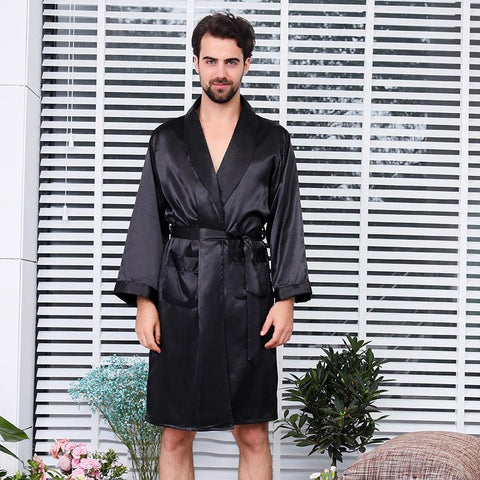 Shorts Suit Robe Pants Pajama Set Silk Satin Nightgown Two-piece Set-MF01598-Veeddydropshipping