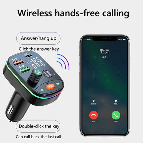 Bluetooth 5.0 Wireless FM Transmitter Dual Display-PA01185-Veeddydropshipping