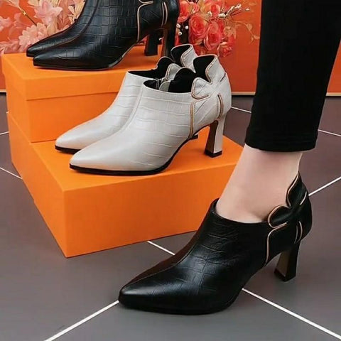 Heels Ankle Boots Sexy Black Thin Heels Design-BS01050-Veeddydropshipping