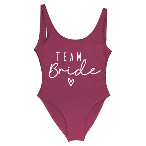 S-3XL Gold Print Team Bride One-Piece Swimsuit Squad Women Swimwear Bachelorette -OS00098-Veeddydropshipping
