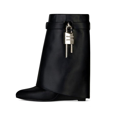 with Slope Heel Leather Surface Thick Sole High Heel-BS00922-Veeddydropshipping
