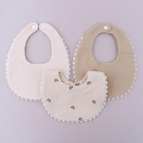 Cotton Gause Baby Bibs Solid Color Absorbent Baby Tassel Bib Newborn-TB00708-Veeddydropshipping
