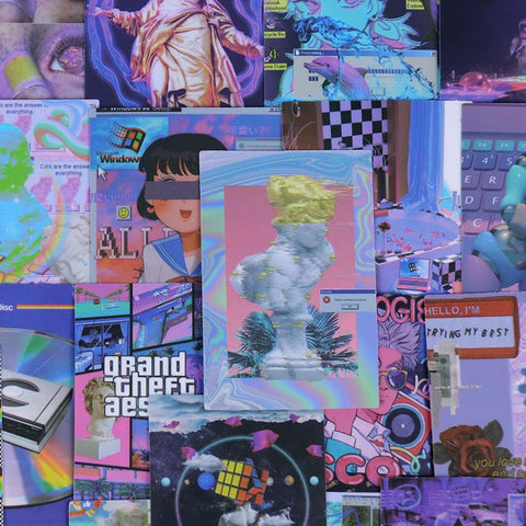50PCS INS Vaporwave Cool Stickers Aesthetic Graffiti DIY Phone-TB01630-Veeddydropshipping