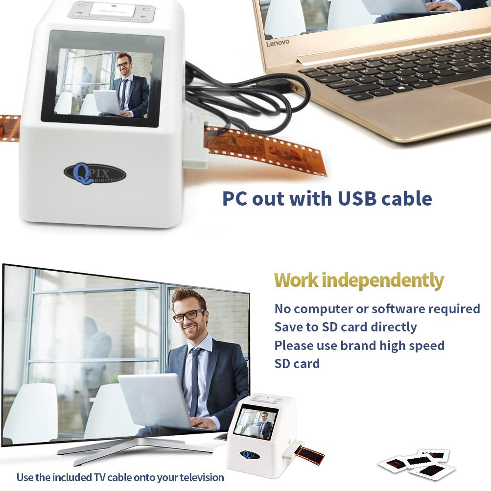 QPIX 22 MP 35mm Portable Film Scanners Negative Slide Holder Photo Scanner Film Digital Converter