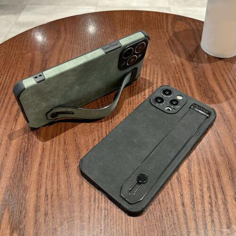 For iPhone 14 Pro Max 13 12 11 X XR 8 7 Suede Leather Hand Strap Soft Case Cover-PA00122-Veeddydropshipping