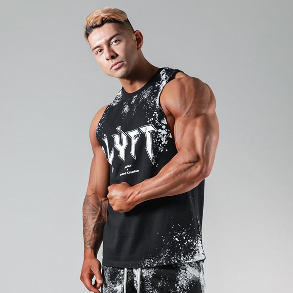 Summer Casual Print Sleeveless Shirt Men Gym-MF00052-Veeddydropshipping