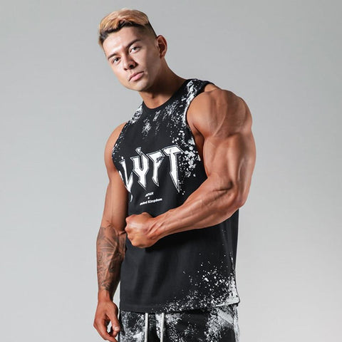 Summer Casual Print Sleeveless Shirt Men Gym-MF00052-Veeddydropshipping