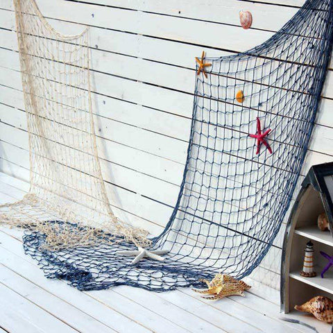 100*200CM Fishing Net Decor Bar Home Wall Decor Nautical Style Blue White -OS00603-Veeddydropshipping