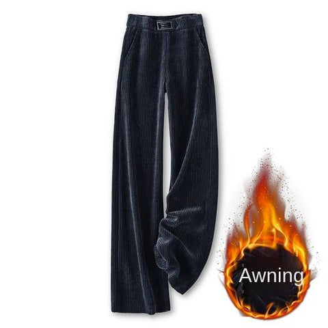 women wide leg pants Plush Length Trousers-WF00620-Veeddydropshipping