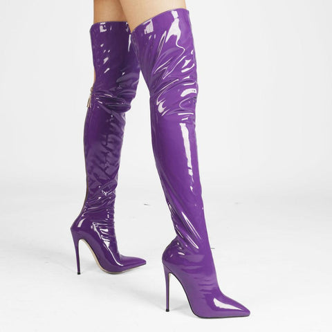 Knee Boots Back Zipper Long Boots Ladies Pointed Toe-BS00986-Veeddydropshipping