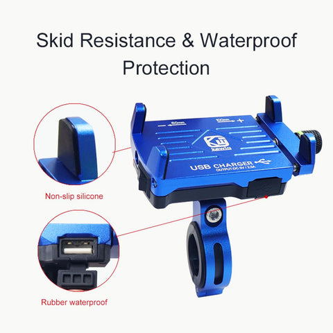 360 Degree QC 3.0 Mobile Phone Holder USB Charger Motorcycle Handlebar-PA00527-Veeddydropshipping