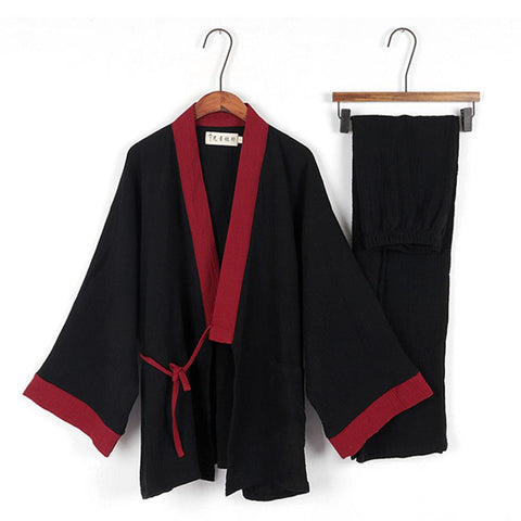 Pajamas Men Long-sleeve Trousers Cotton Casual Home Service Two-piece Suit Comfortable-MF01590-Veeddydropshipping