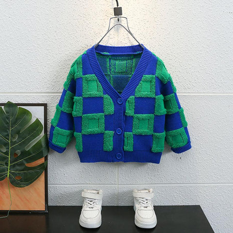 Boys Plaid Pattern Coat Kids Spring Autumn Outerwear-TB01178-Veeddydropshipping