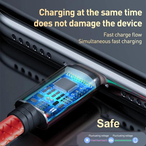 3in1 Data USB Cable for iPhone Fast Charger Charging Cable For Android phone type c-PA00962-Veeddydropshipping