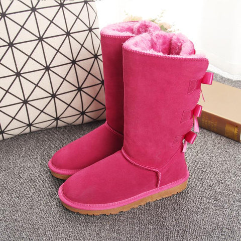Boots Shoes Fashion Three Bows Tie High Boots Women-BS00983-Veeddydropshipping