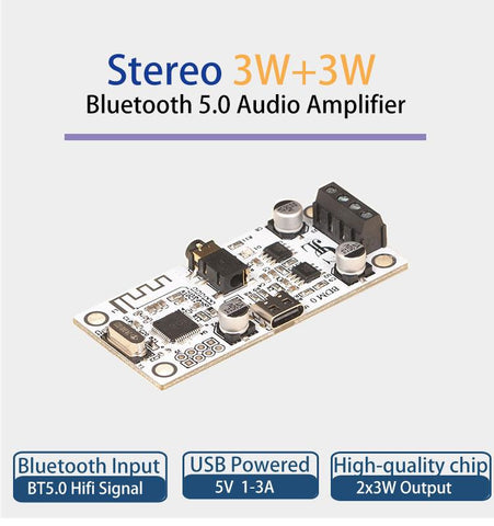 BDM0-Bluetooth 5.0 Amplifier Board 2x3W Stereo AUX output 5VDC Moudle DIY-CE00869-Veeddydropshipping
