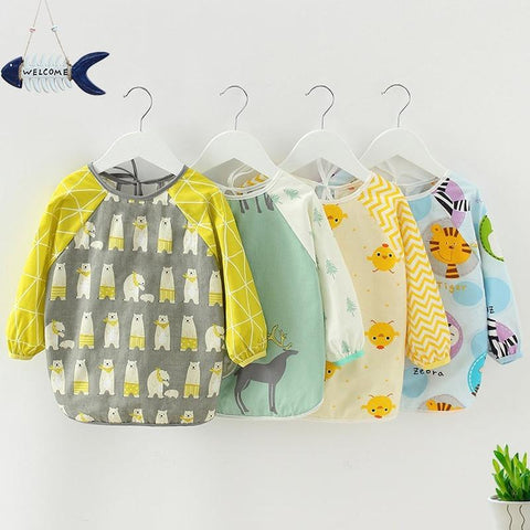 Baby Kids Toddler Long Sleeve Scarf Waterproof Art Smock Feeding Bib-TB00341-Veeddydropshipping