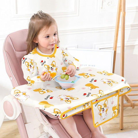 Weaning Bib Attaches &amp; Fully Cover to Baby Highchair Long Sleeves-Veeddydropshipping-4
