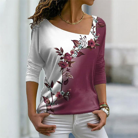 Women Floral Gradient Print T-Shirt-Veeddydropshipping