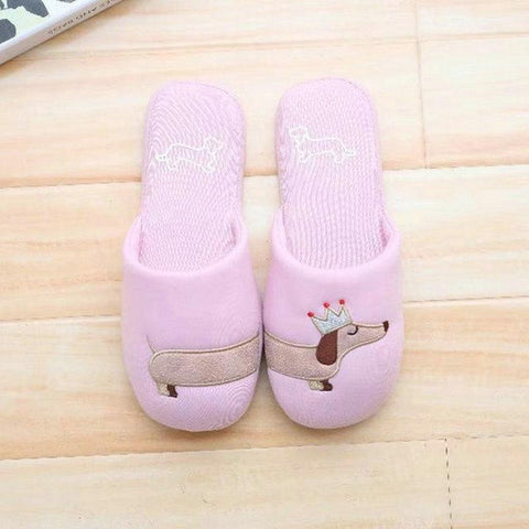 Dog Plush Cotton Slippers Slip On Dachshund-BS01182-Veeddydropshipping