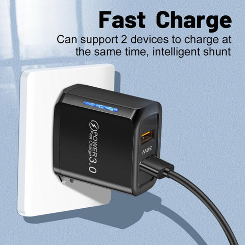 18W Dual USB Charger Cell Phone Fast Charge Mobile Phone Charger Plug-PA00385-Veeddydropshipping