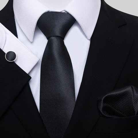 Many Color Classic Red Silk Tie Pocket Squares Cufflink Set Men-JW01302-Veeddydropshipping