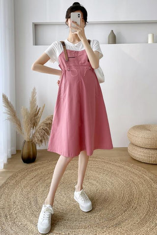 7025# Patchwork One Piece Maternity Dress Summer Korean Fashion-TB00572-Veeddydropshipping