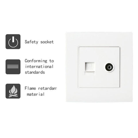 White 86 type PC panel Network cable TV computer network wall outlet socket -CE00247-Veeddydropshipping