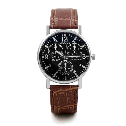 Clock Men Minimalist Dial Elegant Pointers quartz Watch Leather Belt Male -CE00767-Veeddydropshipping
