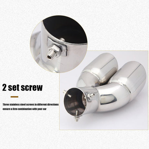 Bent Dual Exhaust Tip Bolt-on Rolled Edge Slant Stainless Steel Cut-AM00097-Veeddydropshipping