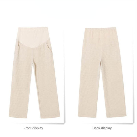 Corduroy Maternity Pants Wide Leg Loose Elastic Waist belly Pants Clothes for Pregnant-TB00555-Veeddydropshipping