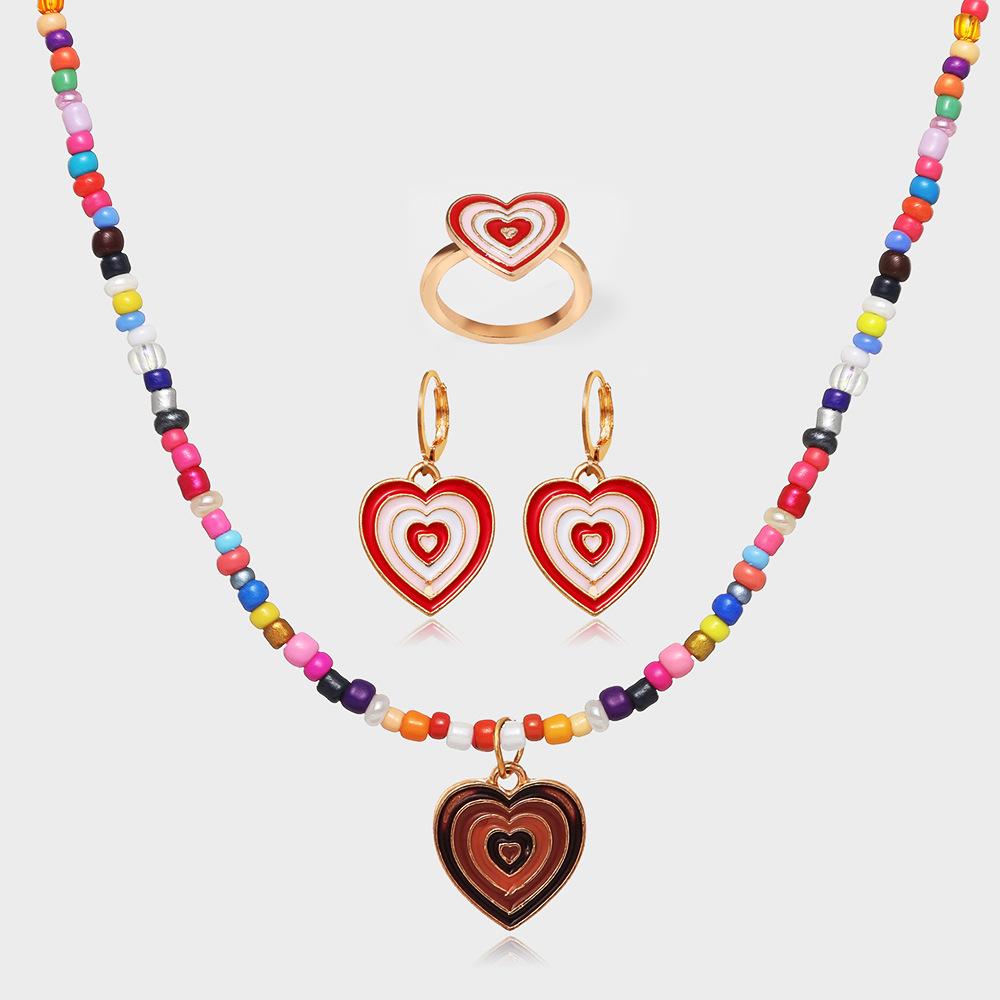 4 Pcs Fashion Jewelry Dripping Oil Heart Pendant Necklace  -JW00303-Veeddydropshipping