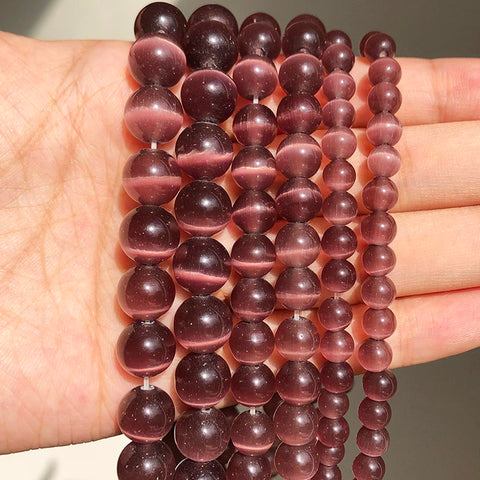 Natural Stone Pink White Moonstone Cat Eye Beads For Jewelry-JW01471-Veeddydropshipping