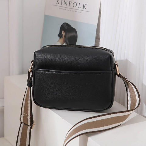 Bags Wide Fabric Strap Crossbody Bag Ladies Fashion Handbags Zipper-BS00106-Veeddydropshipping