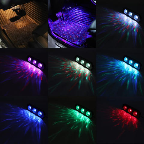 4pcs Car LED Starry Foot Light USB Atmosphere Ambient DJ Mixed-AM00545-Veeddydropshipping